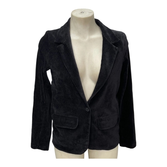 Majestic Filatures Corduroy One-button Blazer Cotton  Size 3 Medium Black - Picture 1 of 6